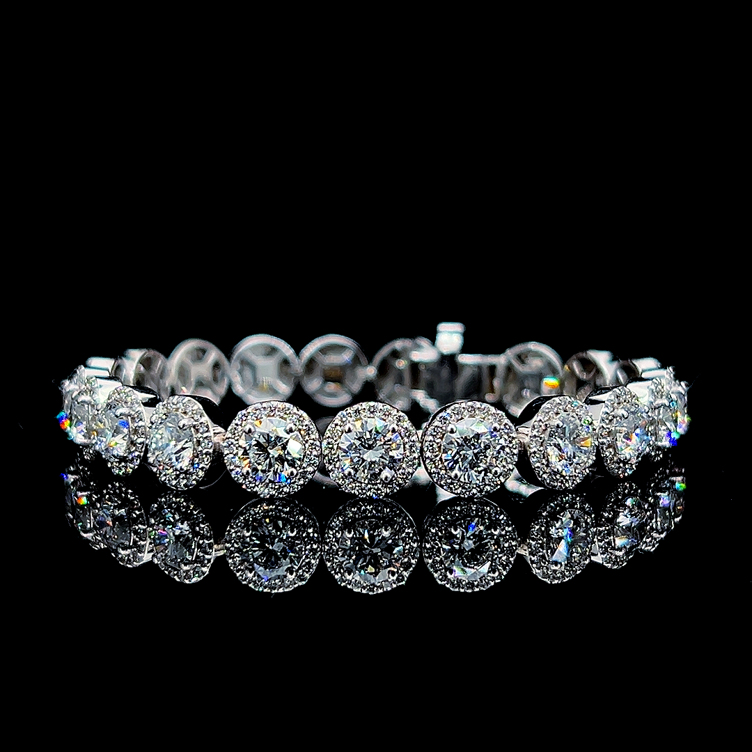 Round Halo Diamond Tennis Bracelet